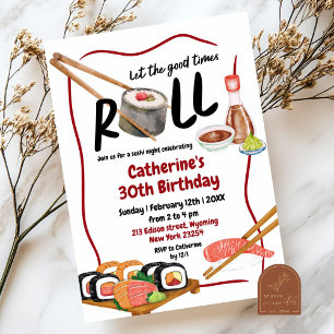Roll Sushi Night Japonais Anniversaire Invitation