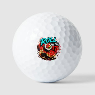 Roll With It – Lustiges Surfing Sushi Design Golfball