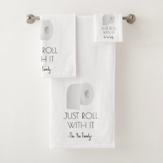"Roll with it" Sarcastic Toilettenpapier Design Badhandtuch Set