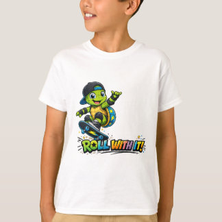 Roll With It Skateboarding-Schildkröten-T-Shirt T-Shirt