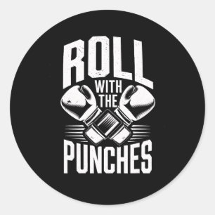 Roll with Punches Boxing Inspiration Men K Runder Aufkleber