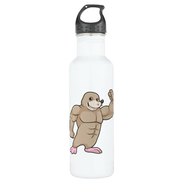 Rolle als Bodybuilder mit großen Muskeln Edelstahlflasche (Vorderseite)