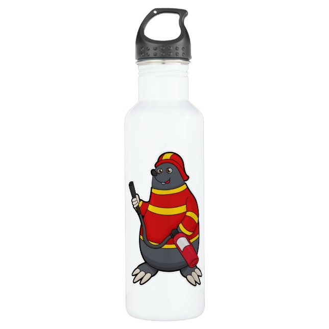 Rolle als Feuerwehrmann mit Feuerlöscher Edelstahlflasche (Vorderseite)