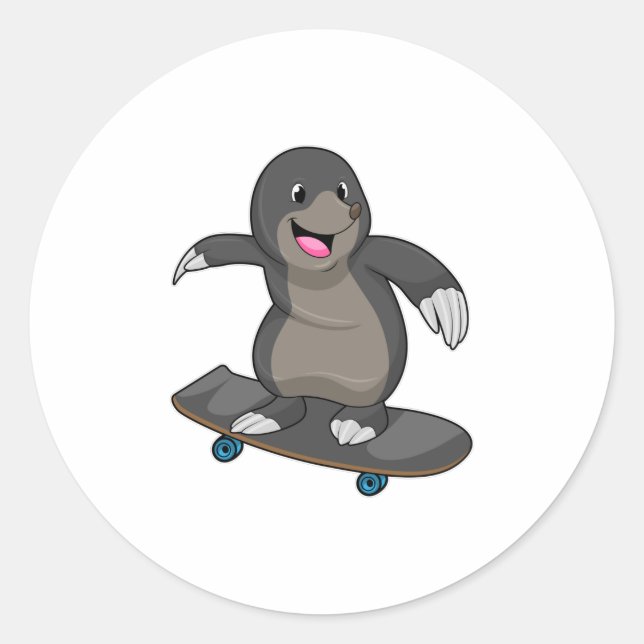 Rolle als Skater mit Skateboard Runder Aufkleber (Vorderseite)