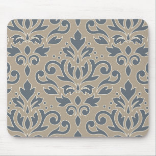 Rolle-Damast-Fahrwerk-Muster-Creme-Linie Blau-Sand Mousepad