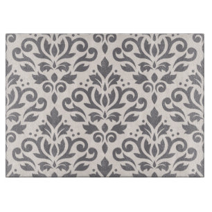 Rolle-Damast-großes Muster-Grau auf Creme Schneidebrett