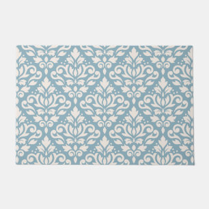 Rolle-Damast-Muster-Creme auf Blau Fußmatte