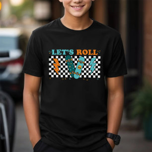 Rolle des lassend   Retro-Skateboard Schachtel Tri-Blend Shirt