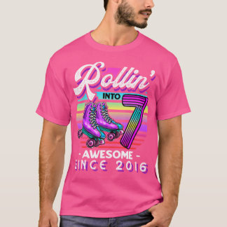 Rolle in 7 Tolles 2016 Rollschuhfahren 7. Geburtst T-Shirt