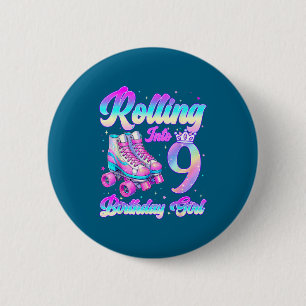 Rolle in 9 Jahre altes Rollschuhlaufen 9. Geburtst Button