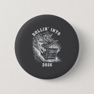 Rolle in den Jahr 2026 Waschbär Lustiges Müllconta Button