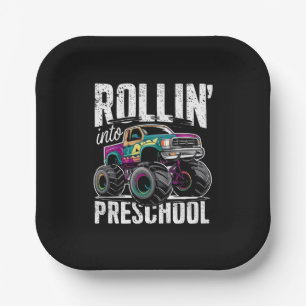 Rolle in den Vorschul-Monstertruck zurück zur Schu Pappteller