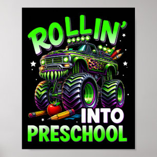 Rolle in den Vorschul-Monstertruck zurück zur Schu Poster