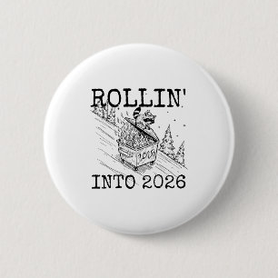 Rolle in den Waschbären 2026 Lustiger Neujahrs-Was Button