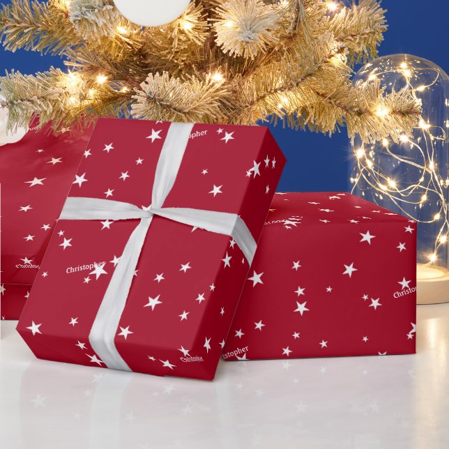 Rolle, Name, Muster für festliche Rot- und Weißste Geschenkpapier (Feiertage)