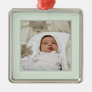 Rolle-Verzierung (Grün) Silbernes Ornament