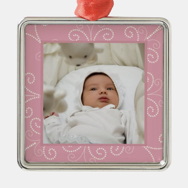 Rolle-Verzierung (Rose) Silbernes Ornament (Vorne)