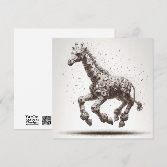Rolled Magazine Paper Giraffe Grußkarte Mitteilungskarte (Vorne/Hinten)