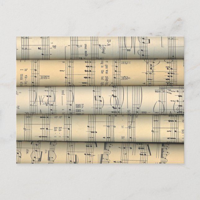 Rolled Sheet Music ~ Musical Notes ~ Party Time ~ Einladungspostkarte (Vorderseite)