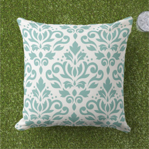 Rollen-Damask-Aquamarines großes Muster Kissen