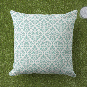 Rollen-Damask-Aquamarines Muster Kissen