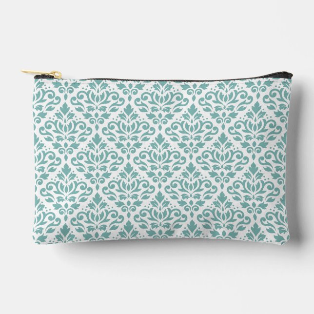 Rollen-Damask-Aquamarines Muster Zubehörtasche (Vorderseite)