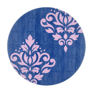 Rollen Damask Art I Pink on Blue Schneidebrett