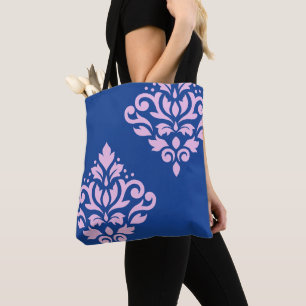 Rollen Damask Art I Pink on Blue Tasche