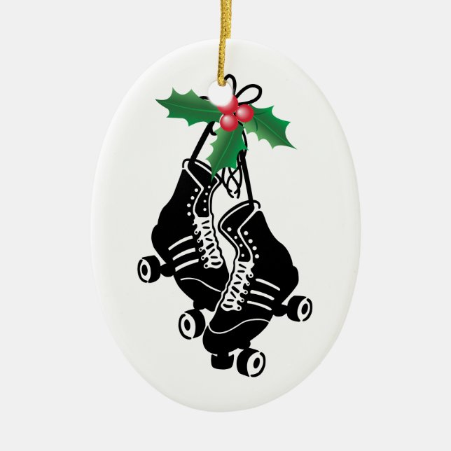 Rollen-Derby-Mädchen, WeihnachtsSkaten mit Keramik Ornament (Vorne)