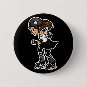 Rollen-Derby-Störsender Schwarzweiss Button