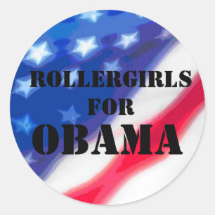 Rollen für Obama - Stencil & Flag Runder Aufkleber