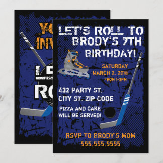 Rollen-Hockey-Geburtstag, 12x18 Einladung