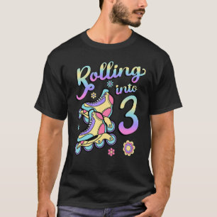 Rollen in 3 Roller-Skater Skate 3. Jahr Geburt T-Shirt