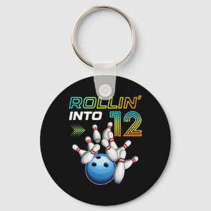 Rollen in die 12 Retro Bowling Geburtstagsfeier 12 Schlüsselanhänger