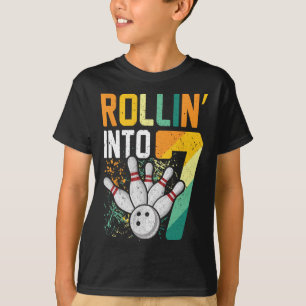 Rollen in die 7 Retro-Bowling-Geburtstagsfeier 7. T-Shirt