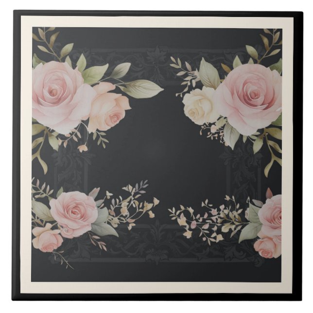 Rollen mit Rose Viktorianischer Stil Fliese (Vorderseite)