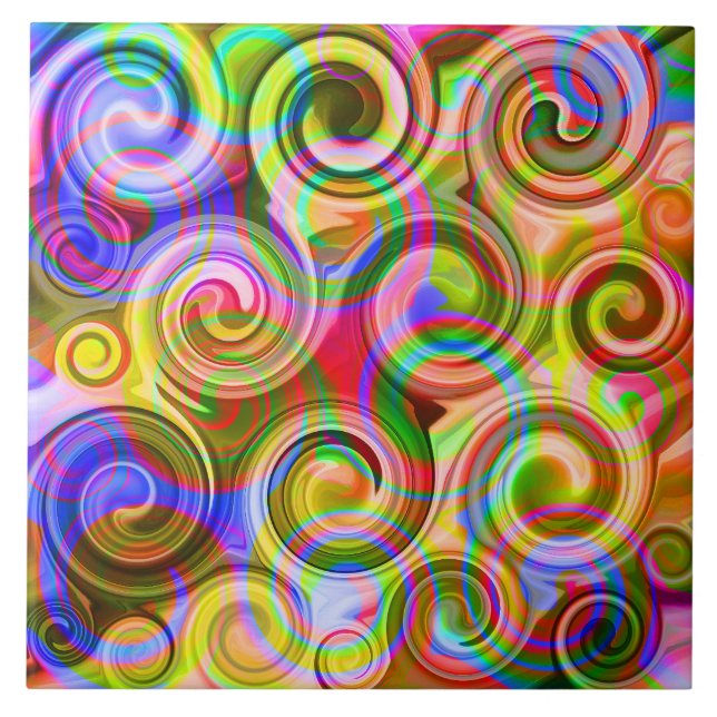 Rollen Pastel geometrisch abstrakt Fliese (Vorderseite)