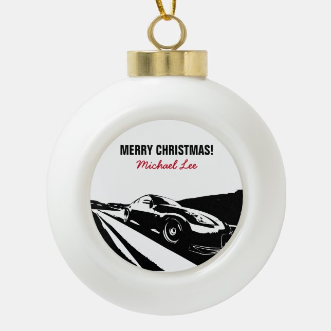 Rollen-Schuss Nissans 350Z Keramik Kugel-Ornament (Vorderseite)