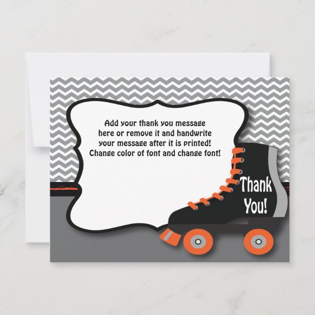 Rollen-Skate danken Ihnen zu kardieren Dankeskarte (Vorderseite)