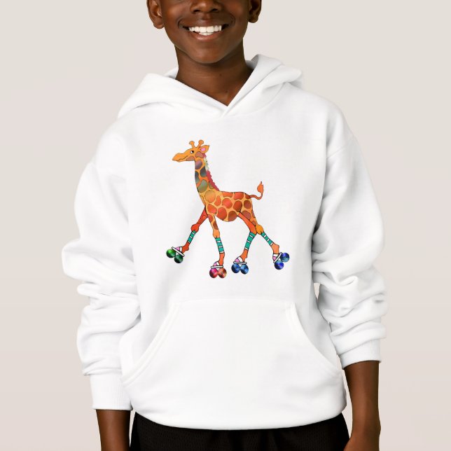 Rollen-Skaten-Giraffe Hoodie (Vorderseite)
