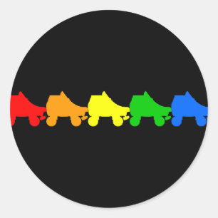Rollen-Skateregenbogen Runder Aufkleber