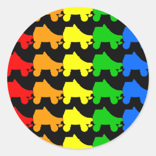 Rollen-Skateregenbogen Runder Aufkleber
