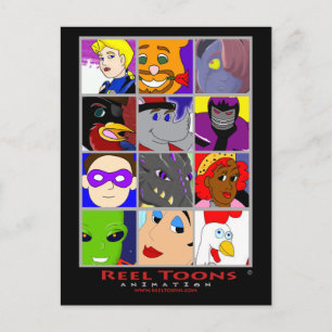 Rollen-Toons-Collage Postkarte