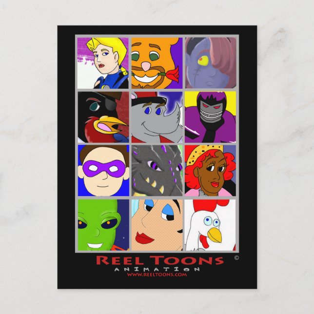 Rollen-Toons-Collage Postkarte (Vorderseite)