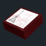 Rollen und Eiffelturm - Rosa Schmuckschachtel<br><div class="desc">Schöne rosa Rollen und Wirbel und eine schwarze Linie Kunst des Eiffelturms. Das perfekte Geschenk!</div>