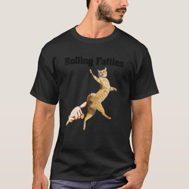 Rollende Dickerchen Katze 2 T-Shirt (Vorderseite)