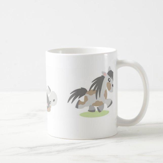 Rollende graue Pony-Tasse Kaffeetasse (Rechts)
