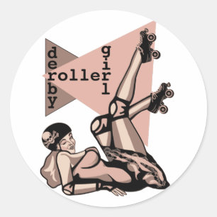 Rollenderby-Mädchen-Button oben Runder Aufkleber