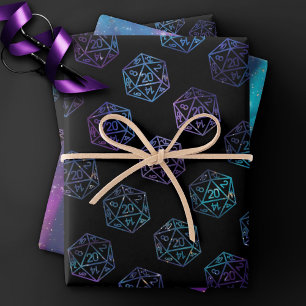 Rollenmuster Nebula Fantasy Tabletop Gamer Dice Geschenkpapier Set