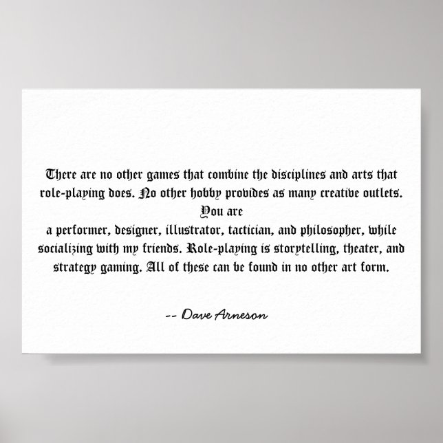 Rollenspiel ist einzigartig poster (Vorne)